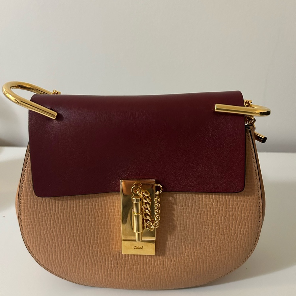 Authentic Chloe Burgundy and Tan Crossbody Bag - Picture 2 of 5